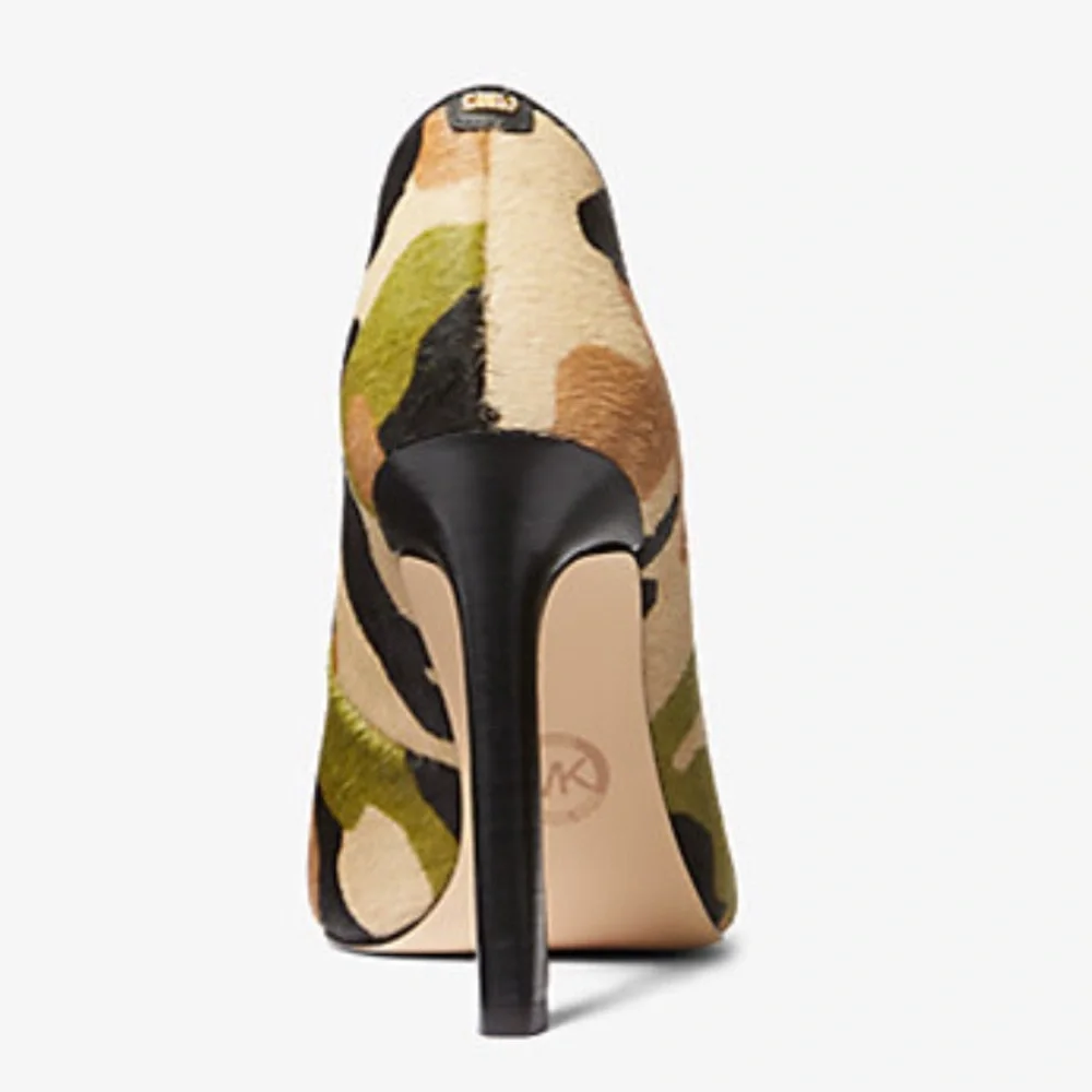 Michael Kors NWT Amara Camouflage Dyed Real Hair Cow Fur Leather Women's Pump.